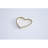 Love is in The Air Small Porcelain Heart Dish, White with Gold Trim