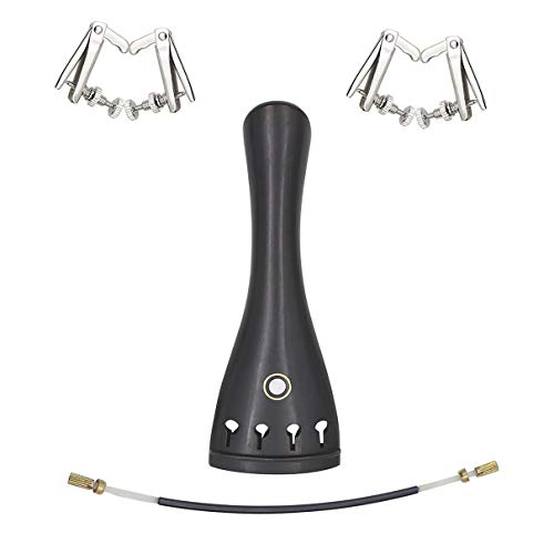 New 4/4-3/4 Black Big Adult Ebony Violin Tailpiece with Copper Fine-Tuning For Professional Violin Use Parts & Accessories - Thumbnail 4