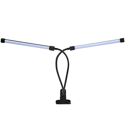 Dual-Head-LED-Reading-Light-DZLight-20W-Dimmable-Clip-on-Light-with-Auto-Off-Timer-3-Lighting-Modes-5-Level-Dimmer-Flexible-Clip-on-Lamp-for-Desk-Bedroom-Office-Adapter-Included