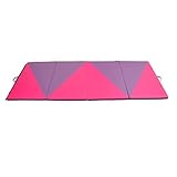 Soozier PU Leather Gymnastics Tumbling/Martial Arts Folding Mat, Pink/Purple Triangles, 4 x 10' x 2