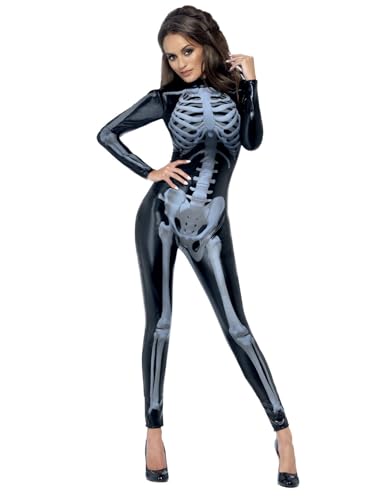 Smiffys Fever Miss Whiplash Skeleton Costume, Black Halloween und Karneval