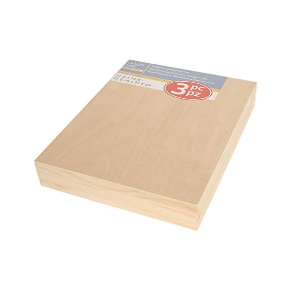 3 Pack 11″ x 14″ Wood Canvas Cradled Panel Boards by Artist’s Loft