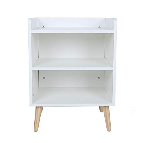 TINSAWOOD End Table 3Tier,Nightstand with Open Compartment, Wooden