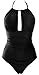 Eomenie One Piece Swimsuits for Women Slimming Monokini Tummy Control Swimwear Plus Size Bathing Suits V Neckline Halter