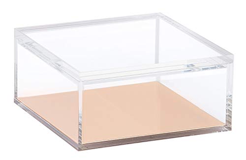 OfficeGoods Acrylic and Gold Odds & Ends 6 Inch Box with Lid - Organize, Display, Store or Stack - for The Home or Office - Multi Purposed for Any Room (X-Large)