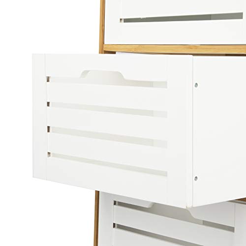 Limal Schubladenkommode Holz Weiss 76x40x30cm Bamboosphere Bambus