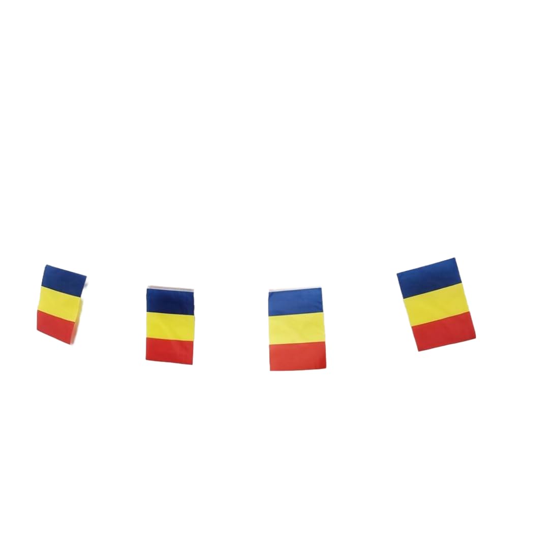 Romania Flag 40pcs Austria Flag Romania Garland 11.4M Romania Bunting Romania National Flag 14x21cm for Garden Bars Decorations (Romania)