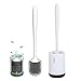 COSTOM Silicone Toilet Brush and Holder Upgraded Modern Design with Soft Bristle, Bathroom Toilet Bowl Brush Set,Toilet Cleaning Brush Kit, Constructed of Durable Thermo Plastic Rubber (Floor)
