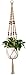 Mkono Macrame Plant Hanger Indoor Outdoor Long Hanging Planter Basket Jute Rope with Beads 4 Legs 48 Inch