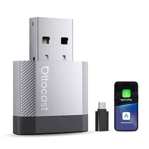 OTTOCAST Mini Nova 2 in 1 Wireless CarPlay and Android Auto Adapter 2026 Upgraded for iOS and Android Phones, Stable Connection Without Delay, Support for Two Phones, Ultra-Compact Design