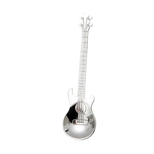 YJYDADA Stainless Steel Guitar Spoons Rainbow Coffee Tea Spoon Flatware Drinking Tools (Silver) - Thumbnail 6