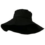 Big Size Ladies Linen Wide Brim Hat - Black (For Big Head)
