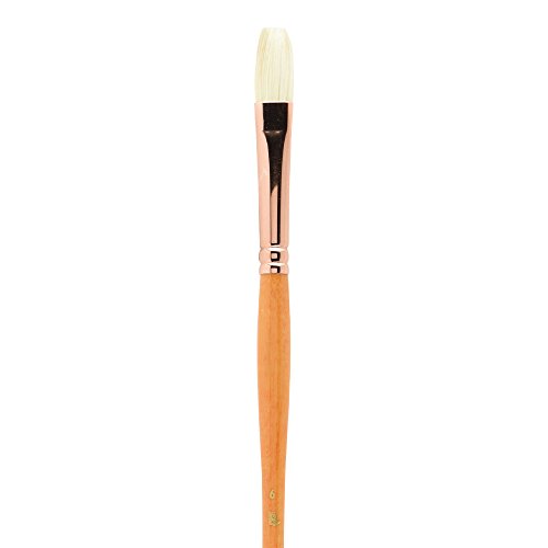 Princeton Refine Artist Brush, Brushes for Oil and Acrylic Paint, Series 5400 Natural Chunking Bristle, Flat, Size 6