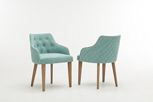 Set Of 2 Oliver Smith Contemporary Tufted Nailed Microfiber Modern Sofa Chair Sofa Arm Chairs 10010 Blue