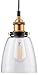 Linea di Liara Fiorentino Large Glass Pendant Light Fixture Modern Farmhouse Bell Shaped Kitchen Pendant Lighting Over Island Black and Gold Pendant Light Shade Over Sink Lighting, Bulb Included