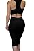 LaSuiveur Women's Sexy Two Piece Outfits Crop Top High Waist Midi Skirt Black M