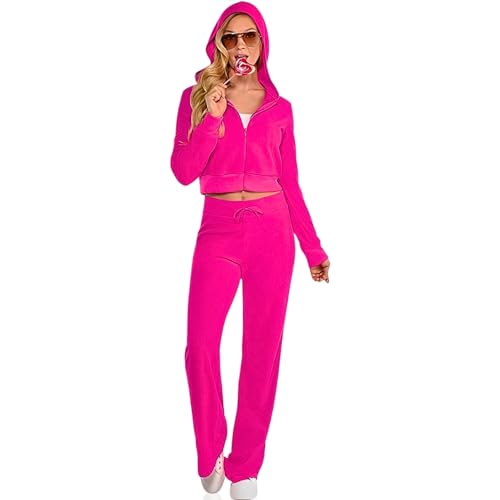 amscan Couture Cutie Velour Track Suit | Hot Pink - 1 Set, Small