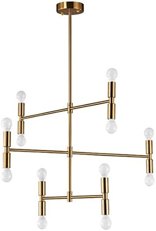 FUBEN Modern Pendant Lighting Ceiling Chandelier Hanging Lamp with 12 Lights, Cafe, Restaurant, Bedroom (Color : Gold)