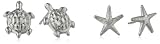 Kate & Lucy Girls' Sterling Silver Starfish and Turtle Earrings Set