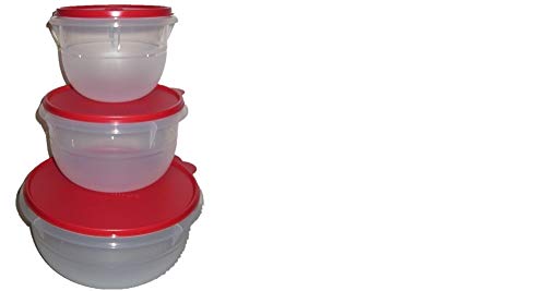 Tupperware 3 piece Classic Mixing Bowl Set with Red Seals