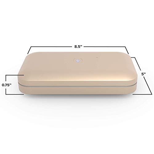 PhoneSoap 3 UV Cell Phone Sanitizer & Dual Universal Cell Phone Charger Box | Patented & Clinically Proven 360-Degree UV-C Light Sanitizer | Disinfects and Charges All Phones (Light Gold)