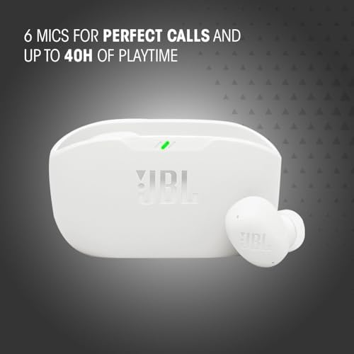 Wave Buds 2, Kabellose Bluetooth-In-Ear-Kopfhörer mit Noise-Cancelling, 40 h Wiedergabe, JBL Pure Bass Sound, Smart-Ambient-Technologie, IP54 wasser - und staubdicht, Multipoint-Verbindung, Weiß