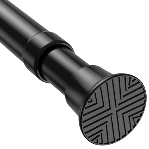 MEXAU Black Tension Curtain Rod 23 To 46 Inches Adjustable Spring Rods No Drilling Small Extendable TensionSpring Loaded Tension Rods For Closet,Doorway,Bedroom,Kitchen 1pcs