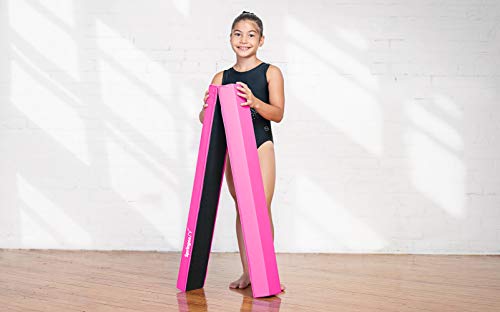 Springee 6ft Balance Beam - Extra Firm - Vinyl Folding Gymnastics Beam for Home - Pink
