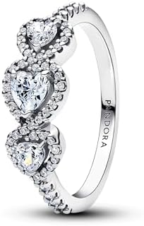 Timeless Strahlenkranz Herz Trilogie Ring aus Sterling Silber mit Zirkonia, Größe: 52, 194413C01-52