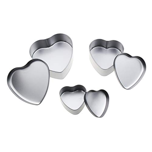 LJY 12 Pieces Heart Shaped Metal Tin Cans Empty Gift Candy Chocolate Storage Box Containers with Cover Lids (Mixed Sizes)