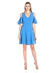 Lark & Ro Women's Dresses Cold-Shoulder A-Line , Blue Lake, Extra Large
