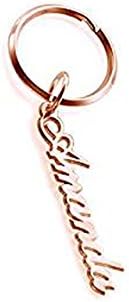 Lovefir Customized Sterling Silver Keychain with Any Names For Women (Rose Gold)