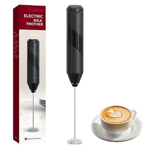 MXHIGO MXHIGO Espumador de Leche Eléctrico Potente, Mini Agitador de Leche con Batidor de Acero Inoxidable, Batidor Manual para Café, Espumado Rápido, Mini Espumador Para Latte Capuchino Matcha