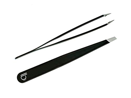 image for Professional Grade Stainless Steel Slant Tip Tweezers by Better Beauty