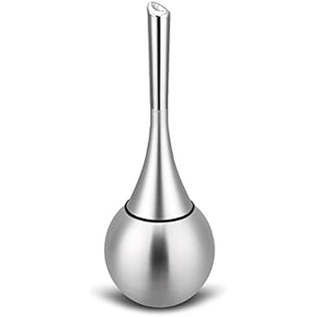 himaly Toilet Brush with Holder, Silver Compact Modern Stainless Steel Bowl Cleaner Brush Set Cleaning Tools for Bathroom Toilet