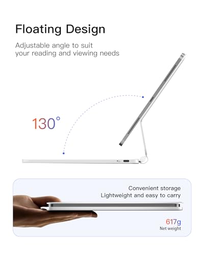 Inateck Magnetic Keyboard Case for iPad 10th Generation 10.9 inch/11th Generation 2025 A16 11 inch, Floating Stand, 7-Color Backlighting, with Touchpad, KB09119-10,white