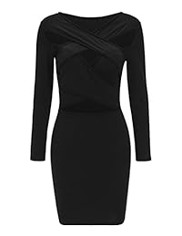 VOGRACE vestido mini manga larga, dama, estilo vendaje, para fiesta