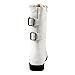 West Blvd Womens CAIRO COMBAT Boots Lace Up Military Army Motorcycle Biker Flat Mid Calf Shoes, White Pu, US 7.5