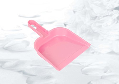 Krishna Handmade INDIAN Plastic Table Cleaning MINI BRUSH with TRAY/Dustpan and Brush Set/High Quality PET Fibers/MINI - Handy Set/Size - Small/Colour - Pink/[Krish-Misc-PL11]