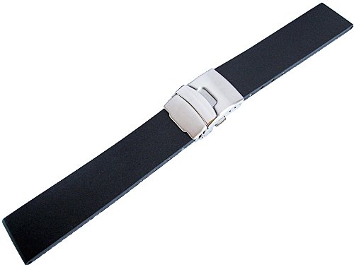Bonetto Cinturini 22mm Black Rubber Mens Watch Strap Model 300L