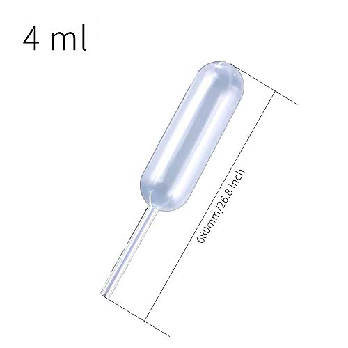 GLE2016 Clear White Plastic Liquid Dropper Pasteur Disposable Graduated Transfer Pipettes Pipetting (4ML(100 Pack))
