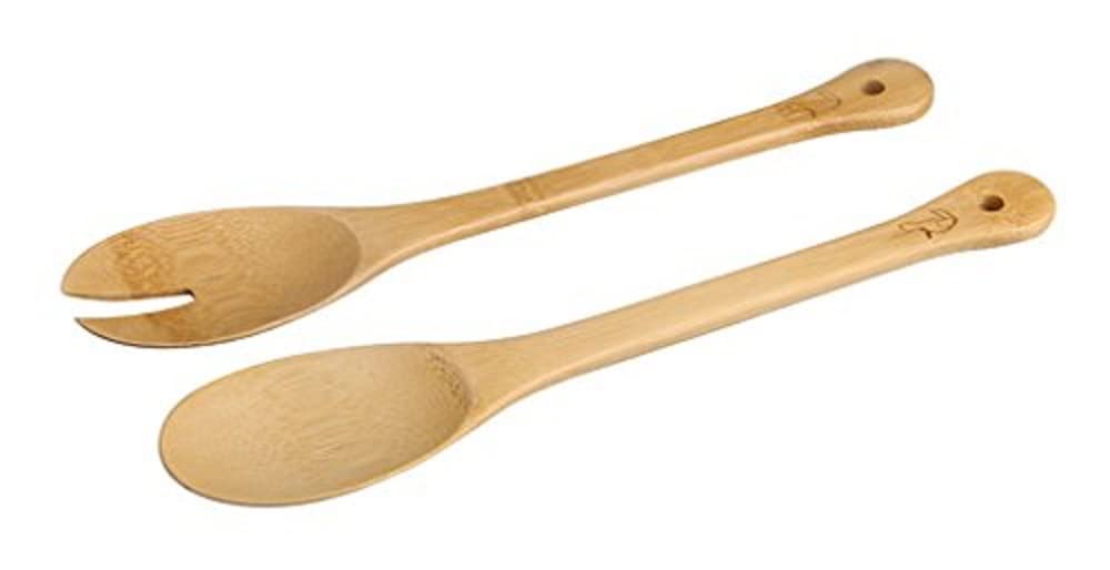 Fackelmann "Tropical Salad Servers Set, Bamboo, Beige, 34cm
