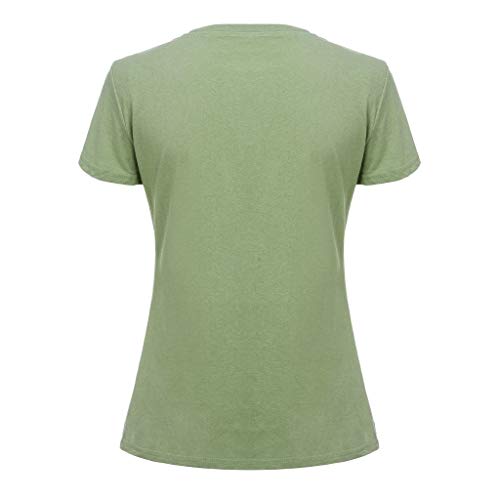 Flower Print Tops for Women,LuluZanm Sales! Ladies Fashion Short Sleeve Sack Blouse Cotton T-Shirt Plus Size S 5XL Army Green - Thumbnail 4