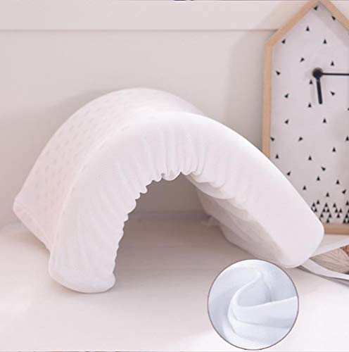 ZONMAI Cuscino Cervicale, Ergonomico Lattice Naturale Cuscino con Cuscino in Morbidezza Cotone Bianco Modello Doppia Onda Cuscino per Dormire, 44x27x6cm