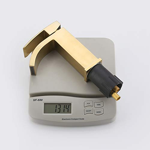 KES Brushed Gold Bathroom Waterfall Faucet Single Handle One Hole Vanity Sink Faucet cUPC NSF Certified Lead Free Brass, L3109ALF-BZ - Thumbnail 4