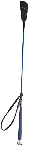 27-Inch Blue Leather Horse Training Whip Riding Crop with Loop