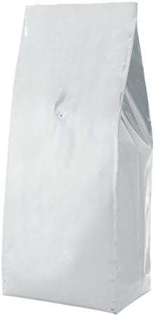 BAP 50 Pack 5 LB White Side Gusseted Bag with Valve for Coffee