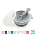Bumkins Suction Silicone Baby Feeding Set, Bowl, Lid, Spoon, BPA-Free, First Feeding, Baby Led Weaning - Gray