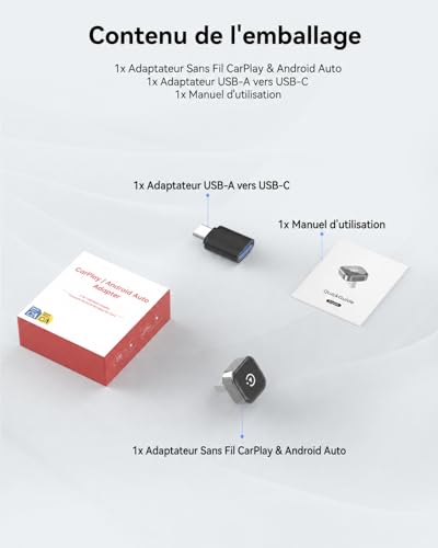 Spedal 2026 Wireless CarPlay Adapter - Ultra Mini 2 in 1 Android Auto Wireless, WiFi 6 & Bluetooth 5.4, Plug & Play for Wireless Freedom, Fast Automatic Connection, Stable and No Delay