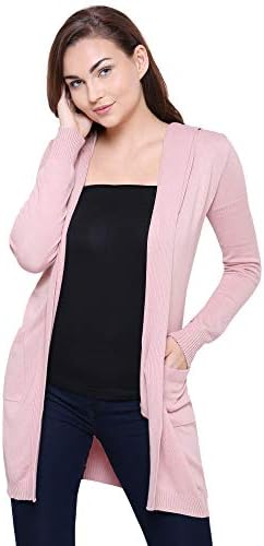 MansiCollections Pink Hooded Cardigan for Women